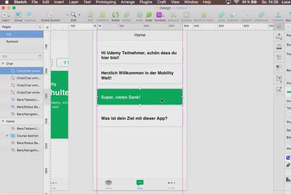 Sketch-Tutorial: 4.4 Designa chatt, arbeta med lager