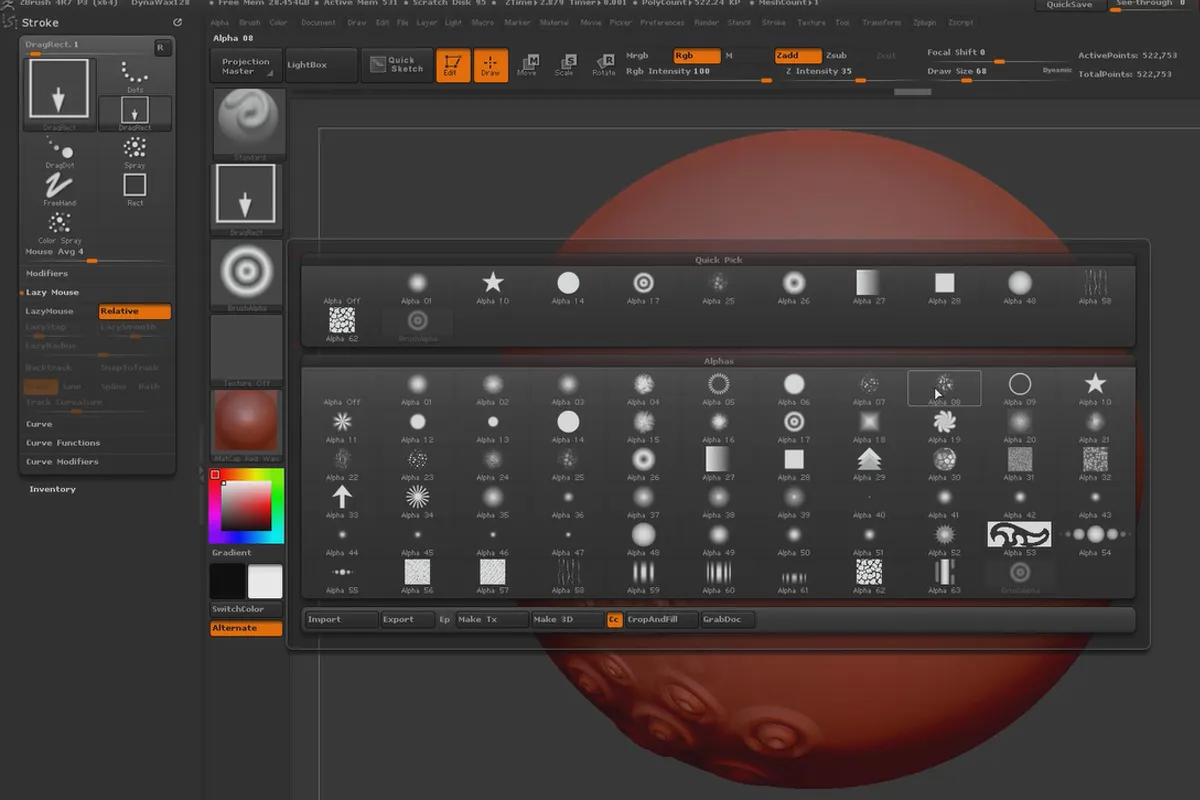 ZBrush 초보자를 위한: 5.1 브러시 - 설정