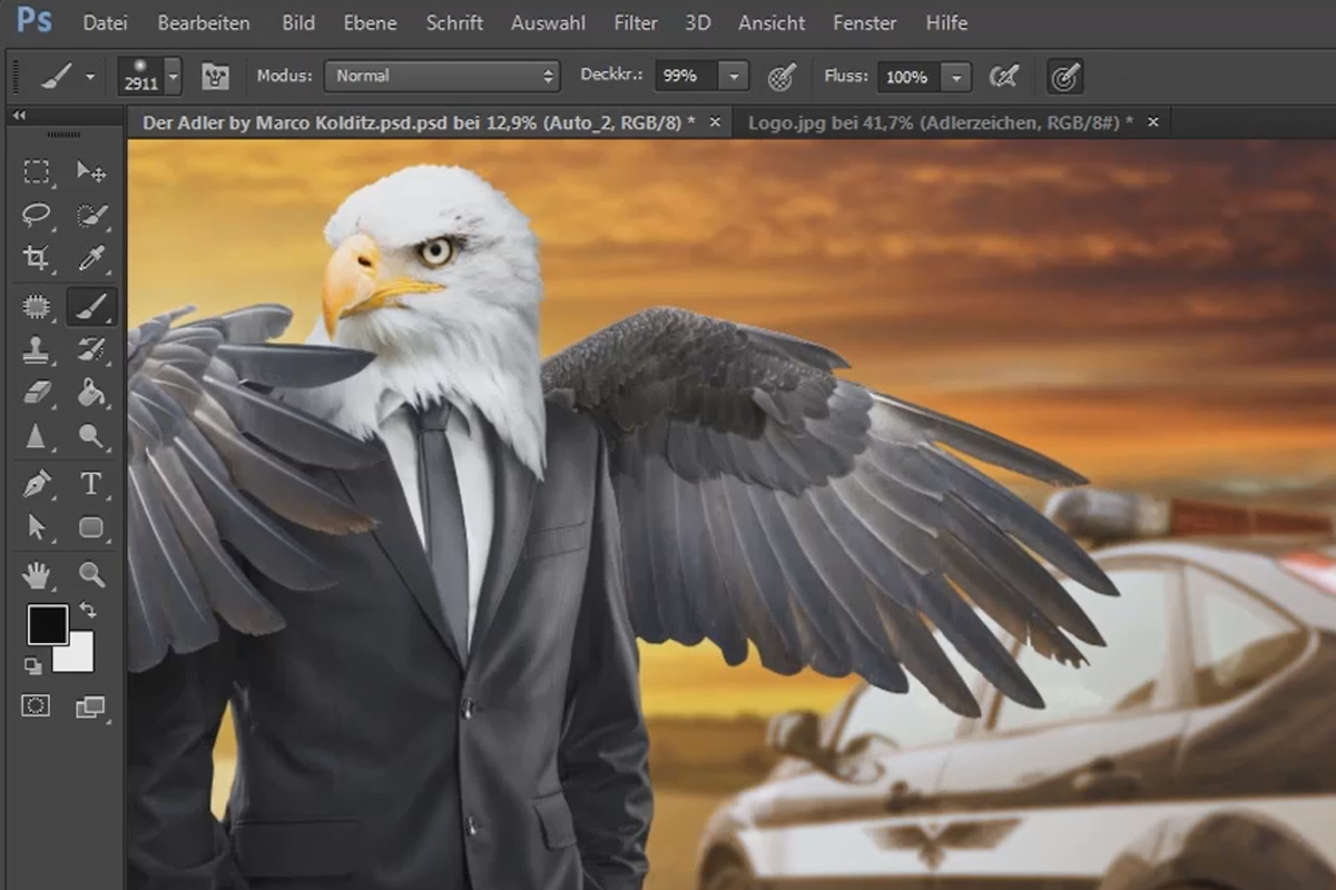Photoshop-sammensætning - Ørnen: 04 - Forberedelse og udklipsning af bil