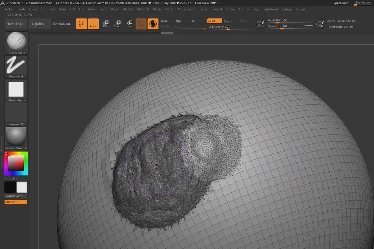 ZBrush 2018 og 4R8 - Videotrening om oppdateringene: 8.1 Sculptris Pro: grunnleggende