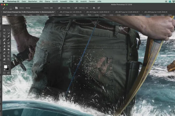 Criar pôster no estilo de Tomb Raider - Tutorial de fotografia e Photoshop: 14 como molhar a calça.