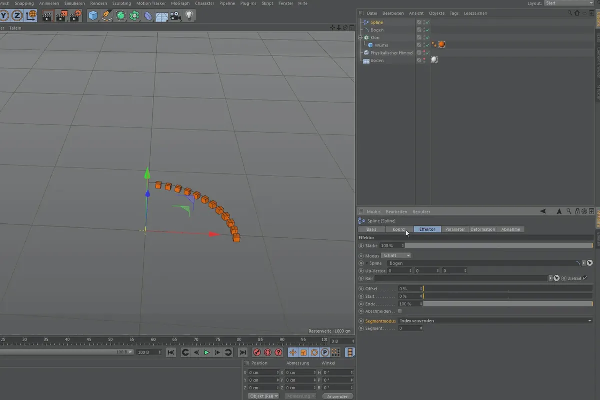 Cinema 4D MoGraph für Einsteiger – 2.10 Effektoren: Spline