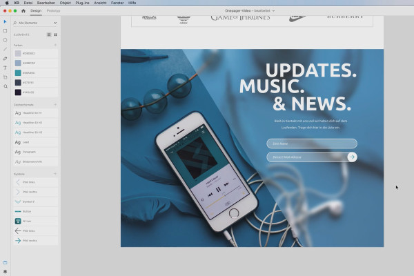 Adobe XD-tutorial: 14 | Skapa en One Page, Del 3 - Referenser och footer