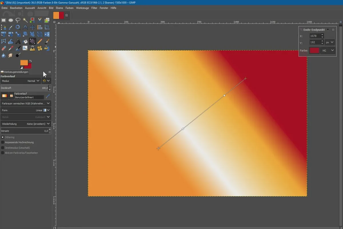 Neue Funktionen in GIMP 2.10: 2.4 | Verlauf-Werkzeug