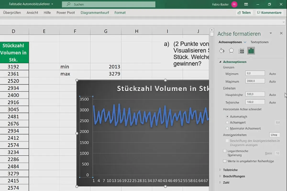 Statistik mit Excel: 3.2 Visualisierung der Zeitreihe in Excel
