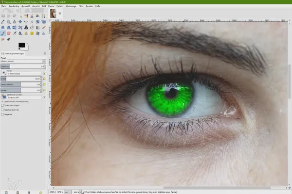 Obdelava slik z GIMP: praksa priročnik - 14 Obarvati irise