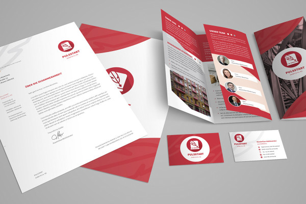 Corporate Design: Briefpapier, Visitenkarten, Flyer – Version 1