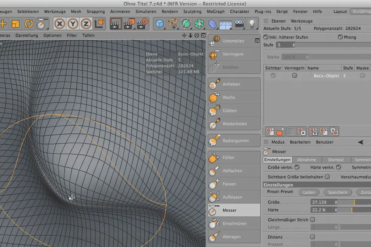 Sculpting in CINEMA 4D - Grundlagen: Teil 14 - Werkzeuge 03