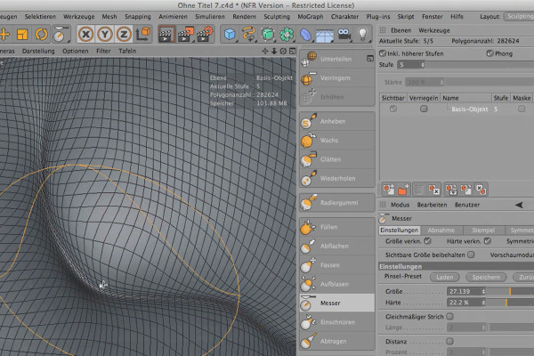 Skulptera i CINEMA 4D - Grundläggande: Del 14 - Verktyg 03