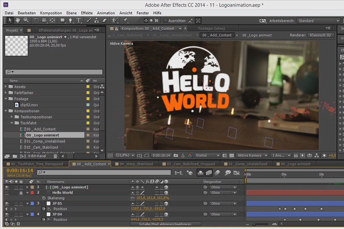 3D-projekt i After Effects: Integrera logotypen i scenen.