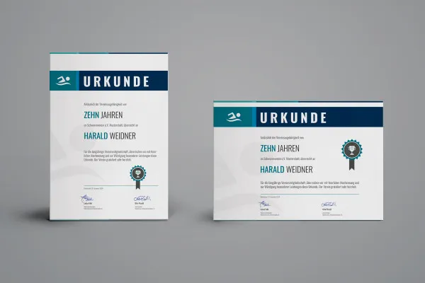 Kreatives Urkundendesign (Verein) DIN A4 in Hoch- und Querformat