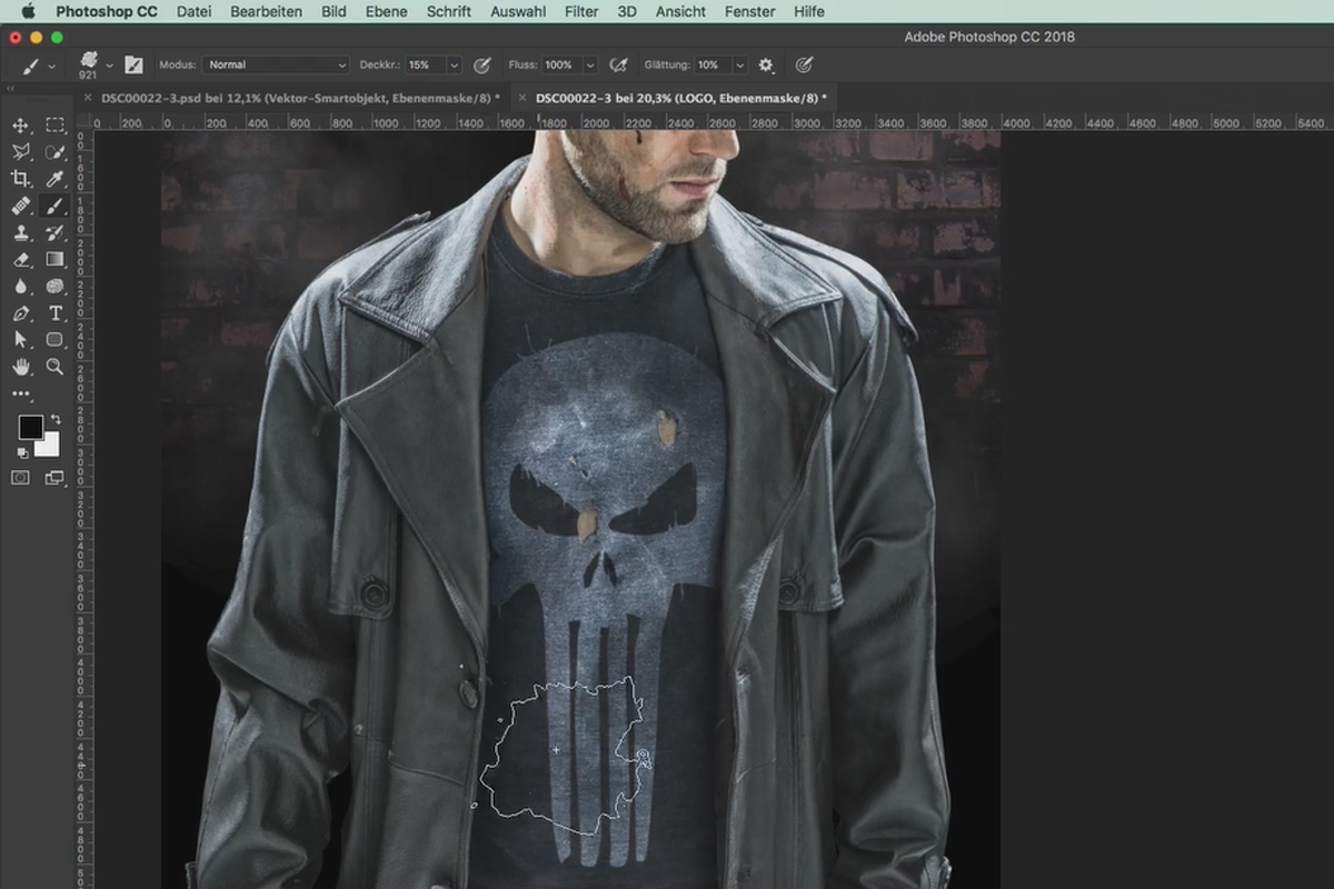 Populære filmpostere og kinoeffekter: Stilen til The Punisher - trykk 14 logo/symbol på T-skjorte.