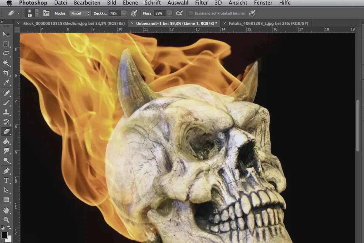 Digitale Bildbearbeitung für Airbrush-Künstler: Die digitale Malvorlage – Flammenschädel