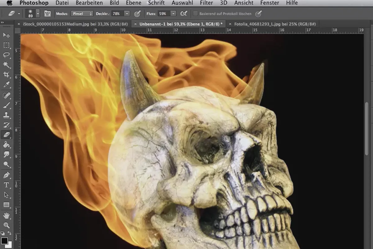 Digital bildebehandling for airbrush-kunstnere: Den digitale malemønsteret - Flammeskalle