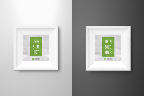 Mockup for a white picture frame in square format with passe-partout