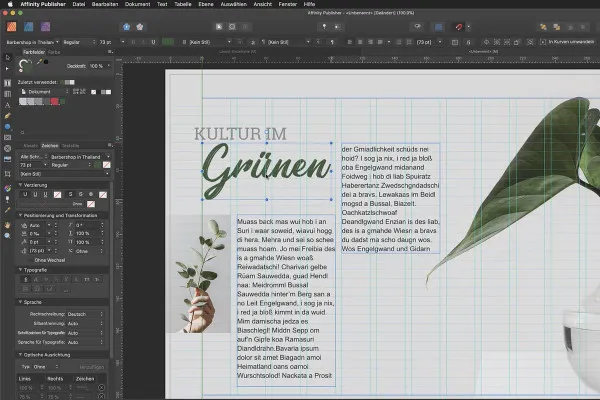 Affinity Publisher Grundlagen-Tutorial: 14 |  Bildplatzhalter, Layoutstruktur und Rahmenverkettungen