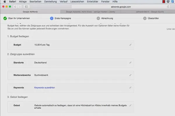 Google AdWords – weniger Kosten, mehr Kunden – 4.1 Die erste Kampagne, wenn du noch nie AdWords geschalten hast