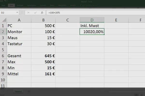 Excel-Grundlagen – Einführung für Anfänger: 15 Prozentrechnen