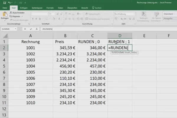 Formation Excel pour le contrôle et la vente : liste des assortiments, unités, devise & Co - 3.6 Arrondi commercial