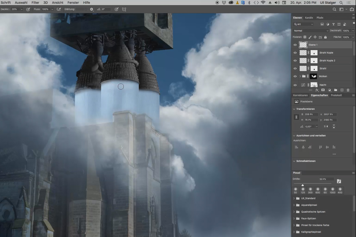 Tutorial de Photoshop 3D "Despegue": 15 | Chorro de escape