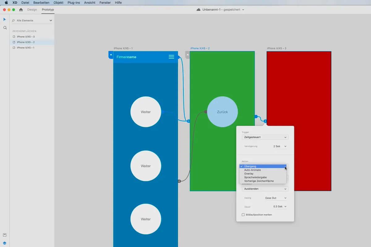 Adobe XD-Tutorial: 15 | Basics im Prototyping und Wireframing