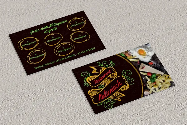 Modèles de cartes de rendez-vous et de timbres pour restaurant, café - version 3