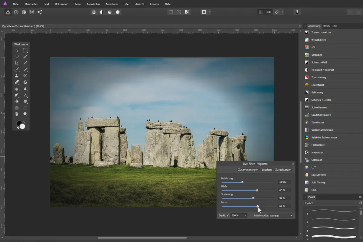 Fotos verbessern in Affinity Photo: 15 | Vignette entfernen