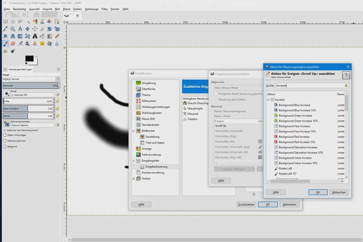 Modifica delle immagini con GIMP: il tutorial per principianti – 15 impostazioni utili II – Impostare la dimensione del pennello.