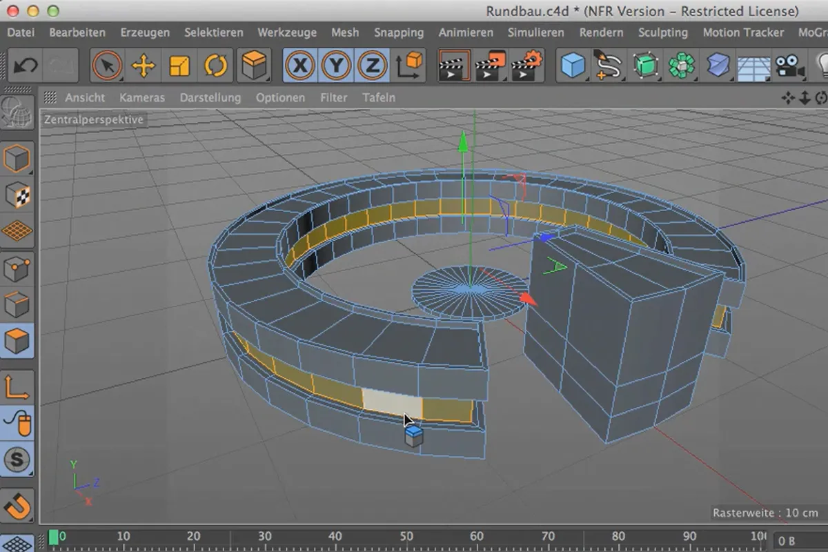 Cinema 4D зустрічає Photoshop: I - 2.07. Моделювання сцени: розбити круглу будівлю
