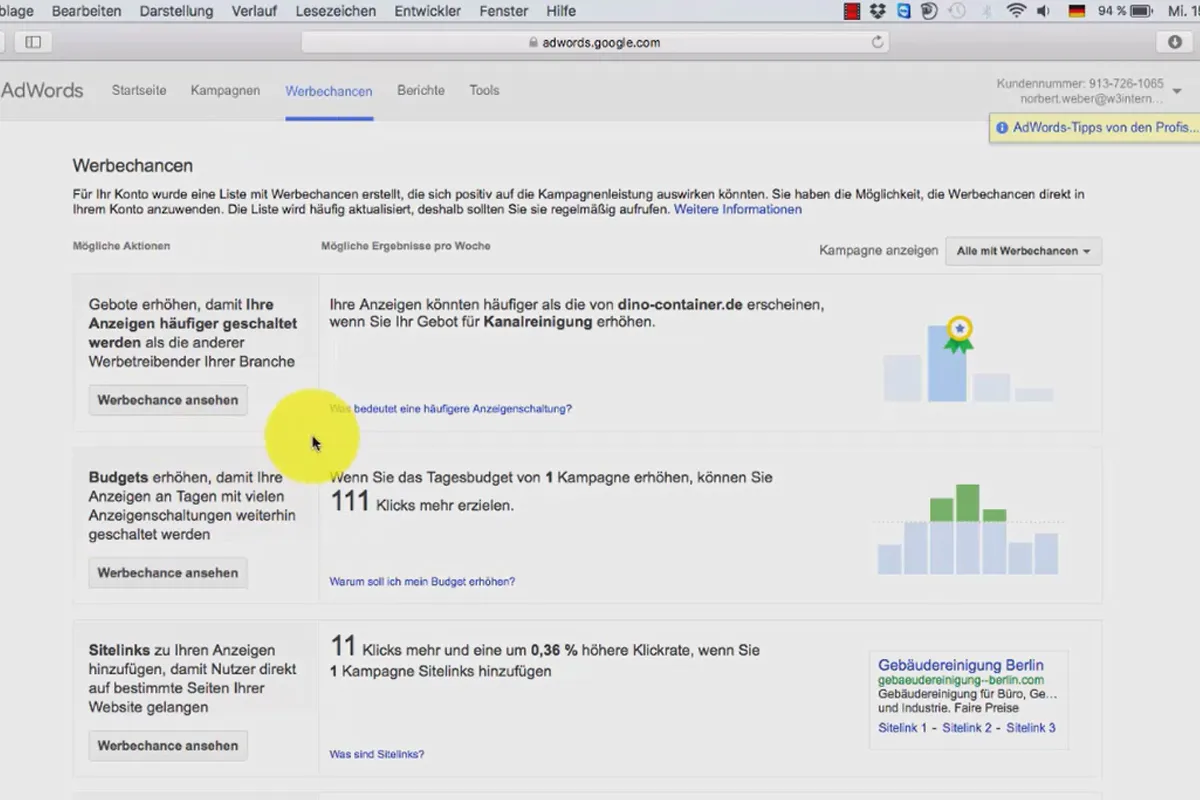 Google AdWords – weniger Kosten, mehr Kunden – 4.2 Überblick über dein AdWords-Konto