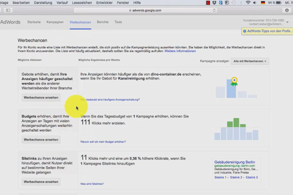 Google AdWords - mindre kostnader, fler kunder - 4.2 Översikt över ditt AdWords-konto