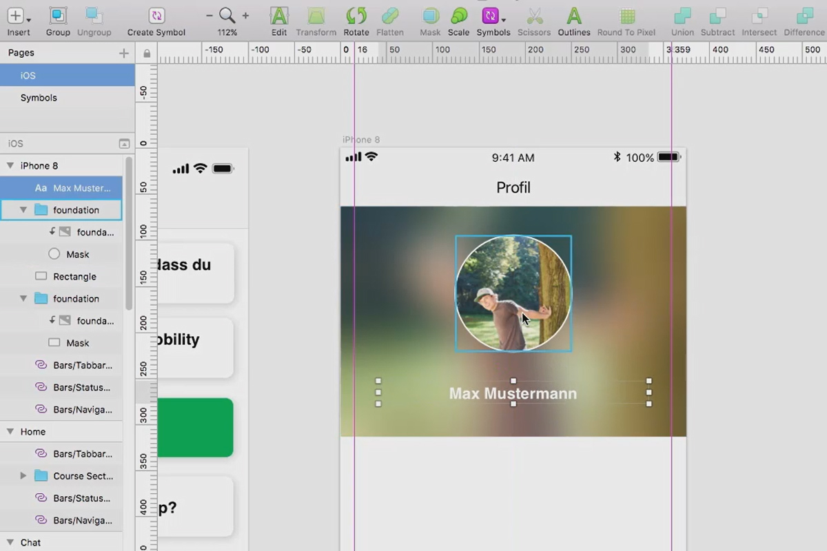 Sketch: 4.6 Perfil de usuario, efecto de desenfoque