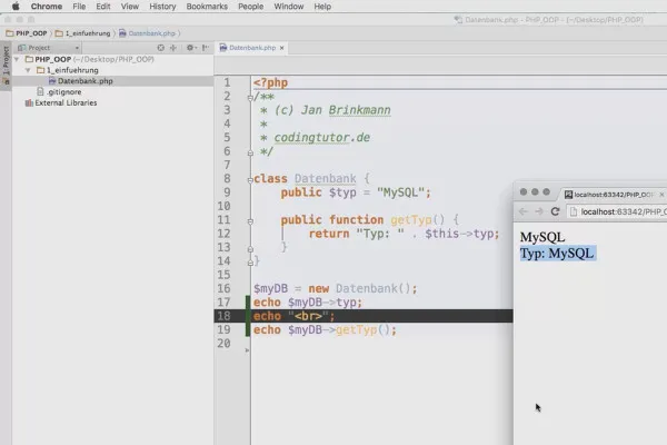 Objektorientert webprogrammering med PHP - 3.02 Fra klasse til objekt: med new
