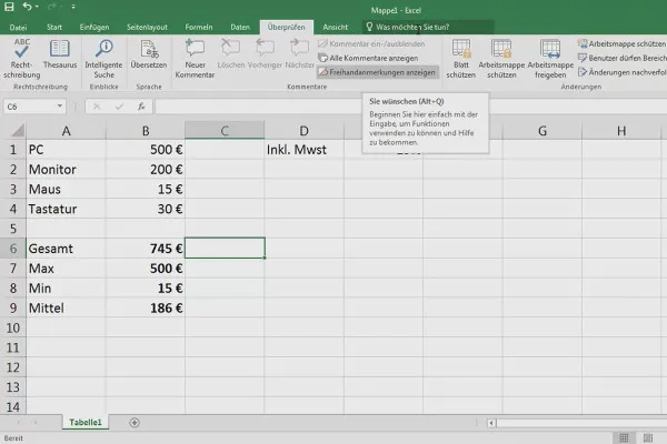 Excel-Grundlagen – Einführung für Anfänger: 16 Formeln betrachten