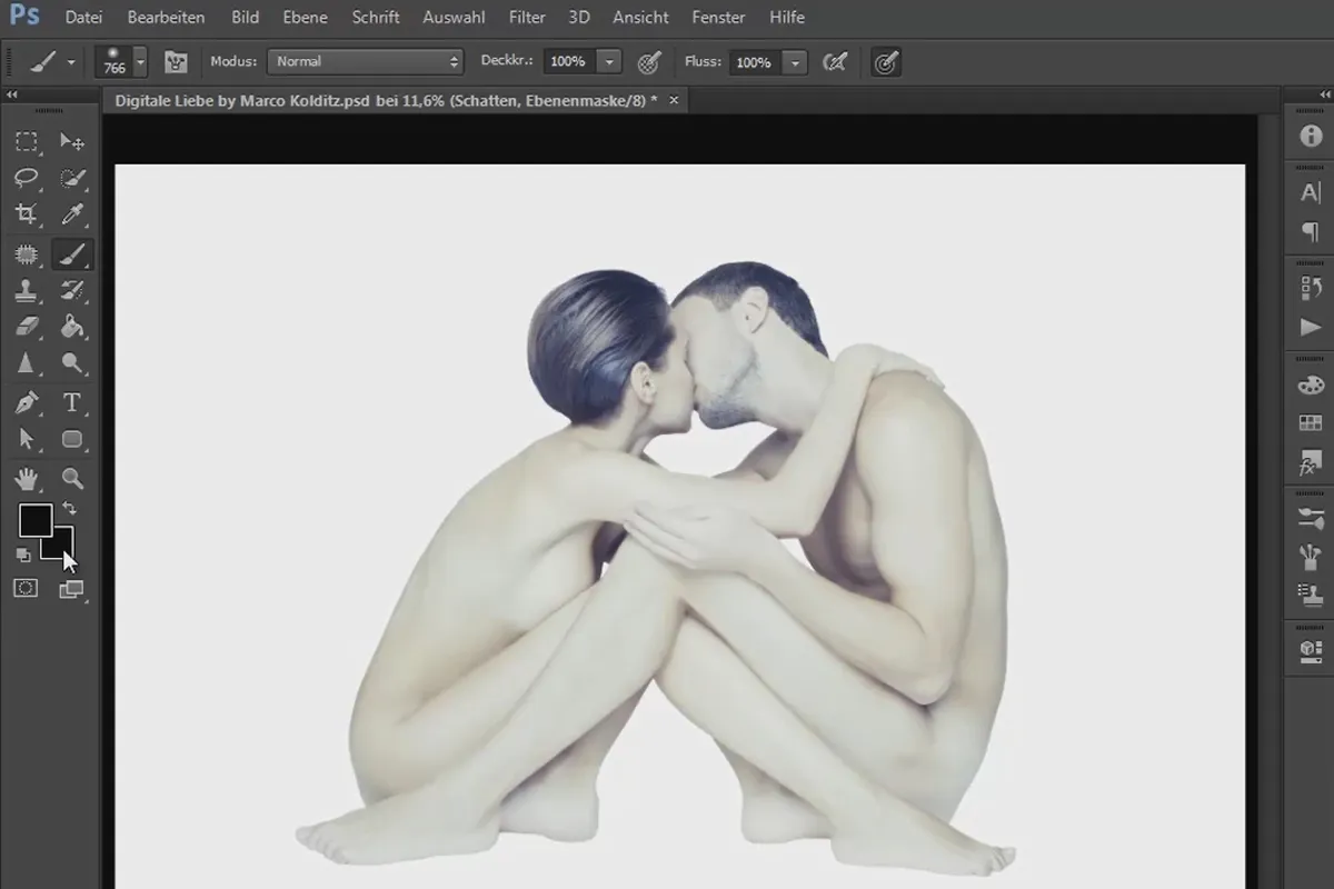 Photoshop-Композиція - Цифрове кохання: 01 - вирізання пари, розміщення, видалення волосся та побудова тіні.