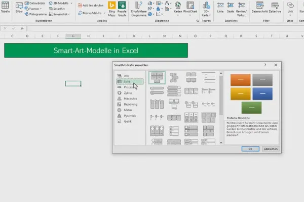 Diagramme in Excel erstellen: 4.7 | SmartArt-Modelle in Excel