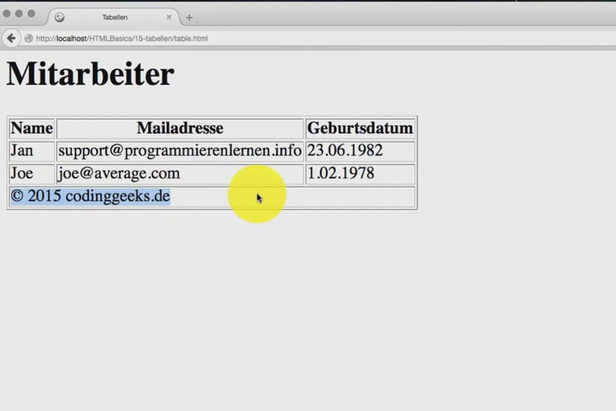 Grundlagen HTML, CSS und JavaScript – 16 Tabellen verwenden
