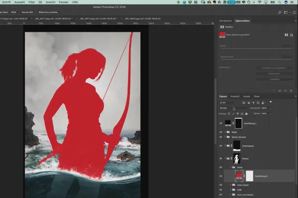 Poster erstellen im Stil von Tomb Raider – Fotografie- und Photoshop-Tutorial: 16 Rotes Streiflicht