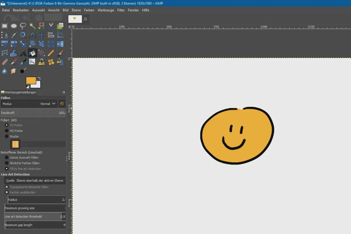 Neue Funktionen in GIMP 2.10: 2.6 | Füllen-Werkzeug