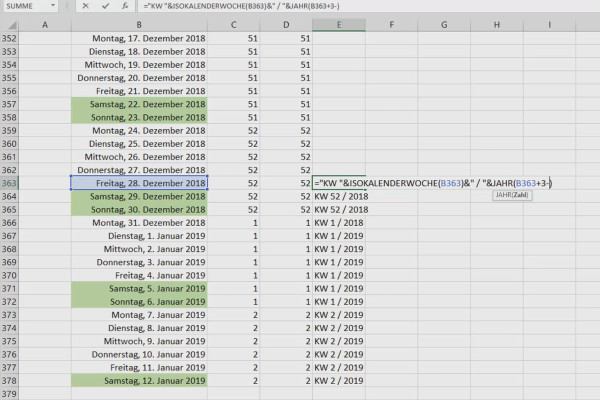 Excel training for more efficiency in the office: Calendar, organization chart & Co - 3.5 calendar weeks with year