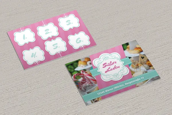 Plantillas para tarjetas de citas y tarjetas perforadas para restaurantes, cafeterías - Versión 4