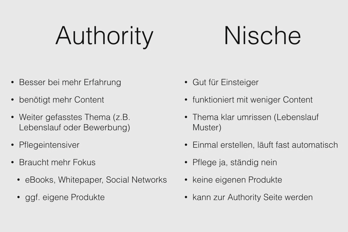 Gagner de l'argent avec la formule AdSense - Sites d'autorité vs. sites de niche