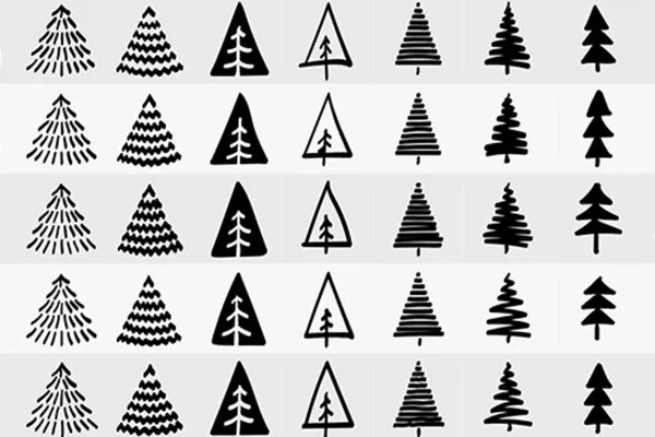 300 Tannenbaum-Illustrationen als Formen