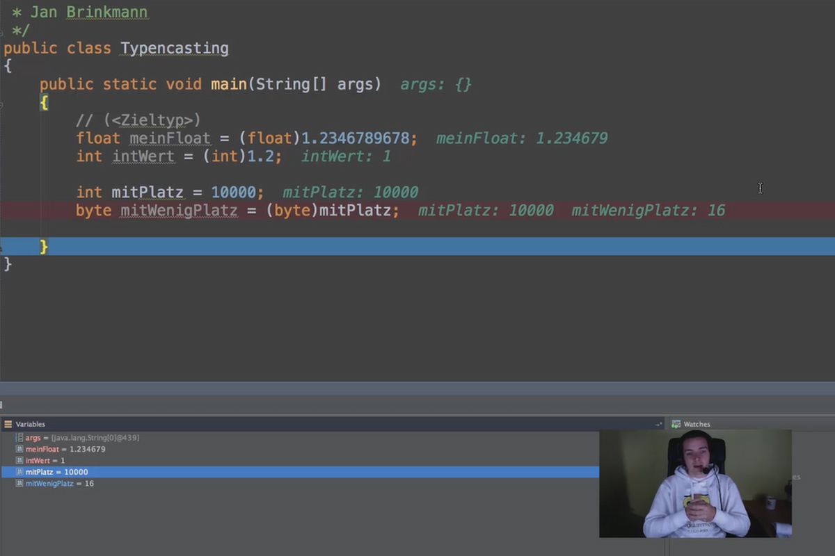 Java aloittelijoille – 4.5 Tyyppimuunnokset