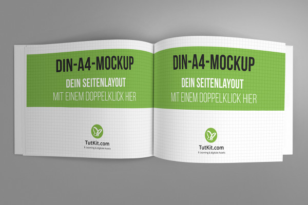 A4 yatay formatında sert kapaklı kitap ile mockup - Sürüm 5