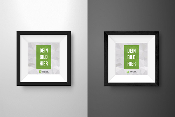 Mockup for a black picture frame in square format with passe-partout