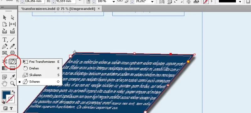 "InDesign" laisvosios transformacijos įrankis