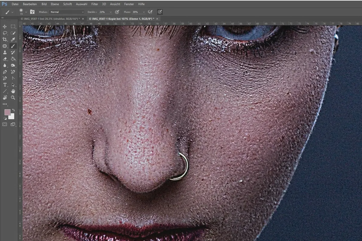 Separazione delle frequenze in Photoshop - 17 strutture di livelli d'aiuto