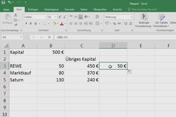 Excel-Grundlagen – Einführung für Anfänger: 17 Absolute Zellbezüge