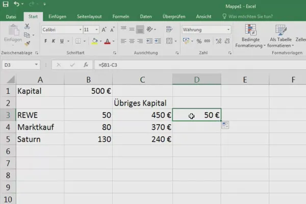 Excel-Grundlagen – Einführung für Anfänger: 17 Absolute Zellbezüge